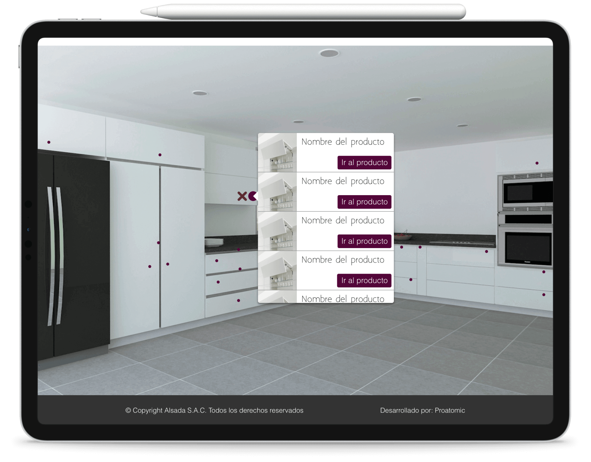 Interactive kitchen on an iPad.