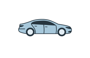 An icon depicting a sedan.