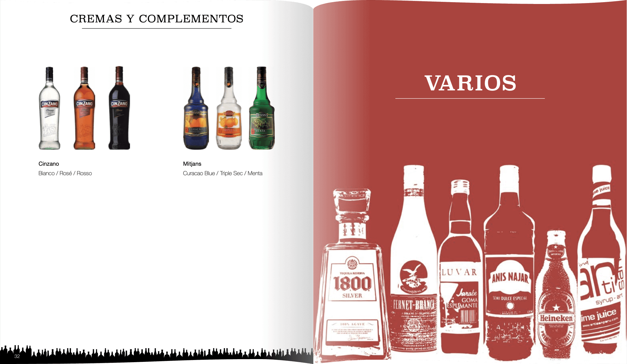 A page of the catalogue featuring some of the bottles we shot.